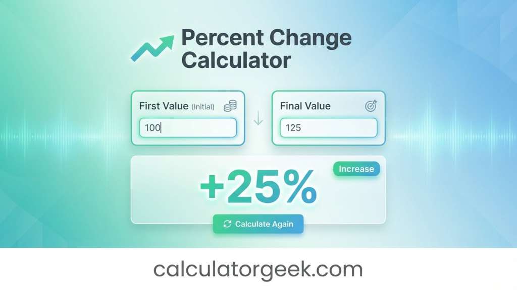 percent change calculator showing percentage increase and decrease example