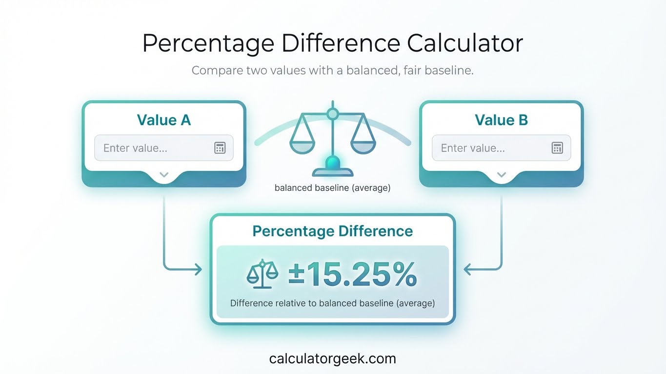 Percentage Difference Calculator (Compare Two Values)